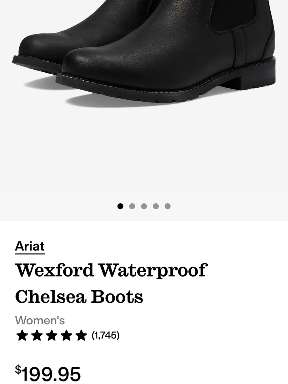 Ariat Wexford Waterproof Chelsea Boots - Black 8C Wide like new